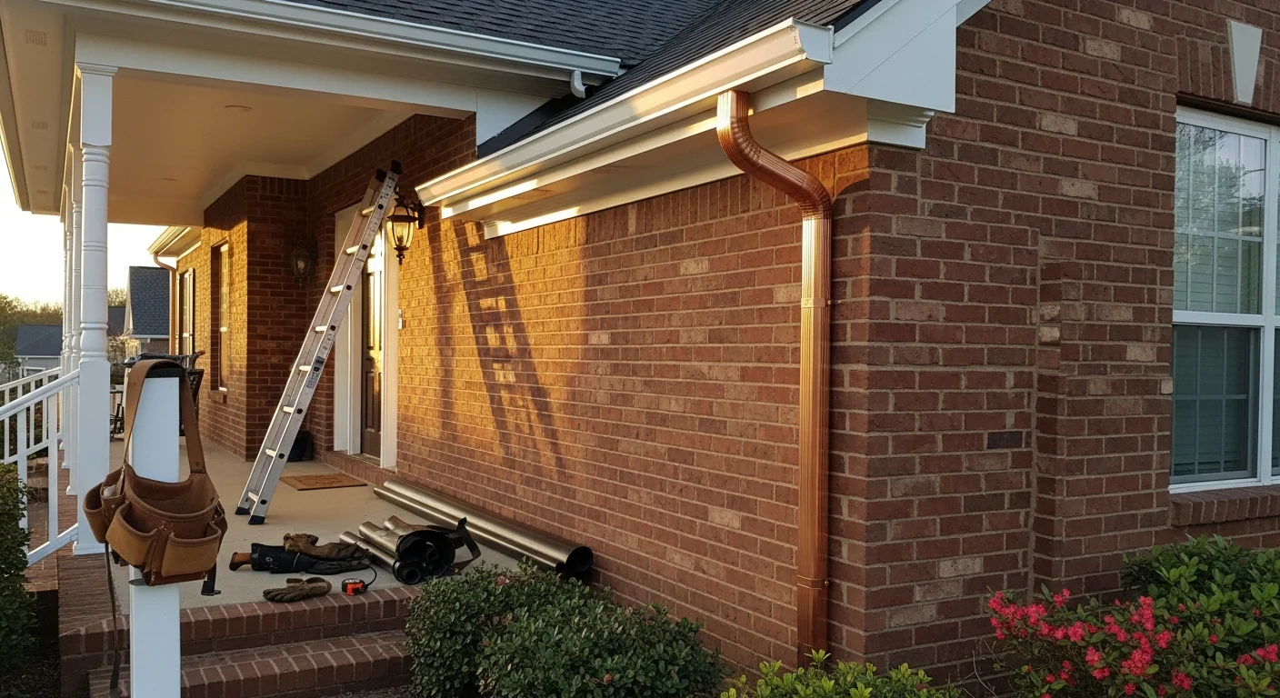 New gutter guard system installed on residential home exterior