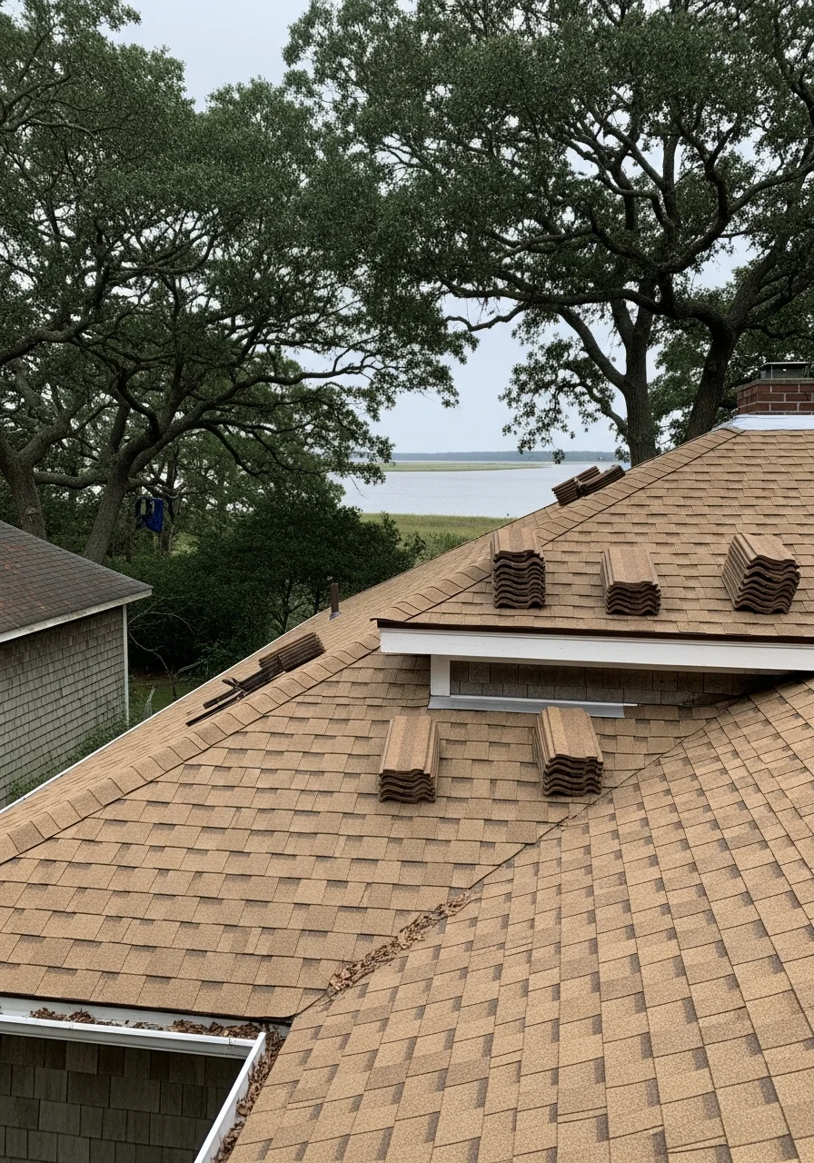Gloucester County homeowner standing on property with water view and completed project work visible.