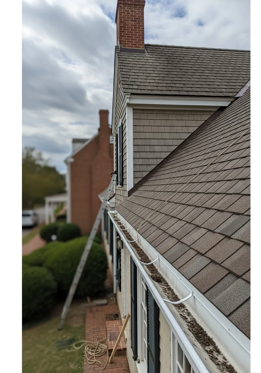 Yorktown property owner reviewing completed renovation work on historic home exterior.